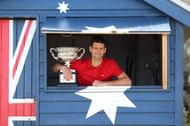 Novak Djokovic with the 2021 Australian Open trophy.